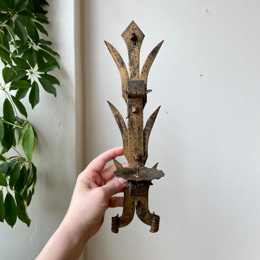 Vintage Spanish Iron Candle Wall Sconce