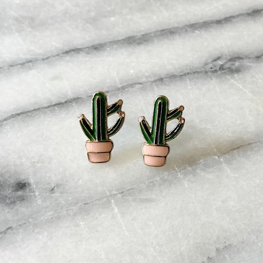 Found Enamel Cactus Earrings