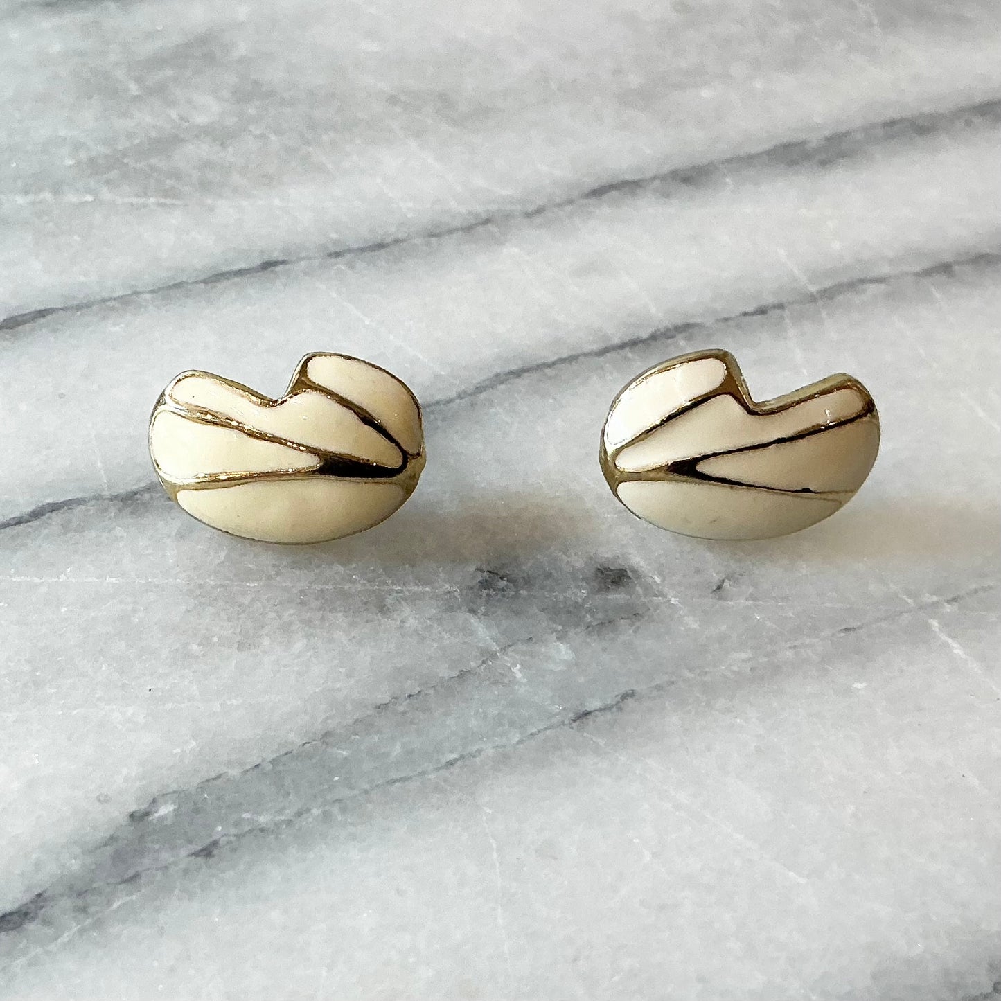 Vintage Ivory Enamel Earrings