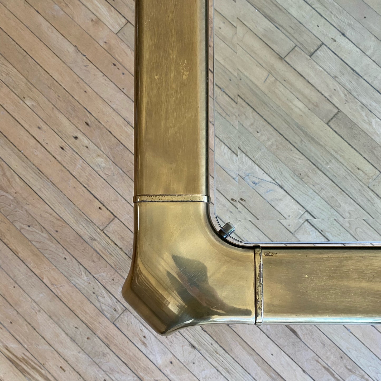 Vintage Brass + Glass Coffee Table by John Widdicomb