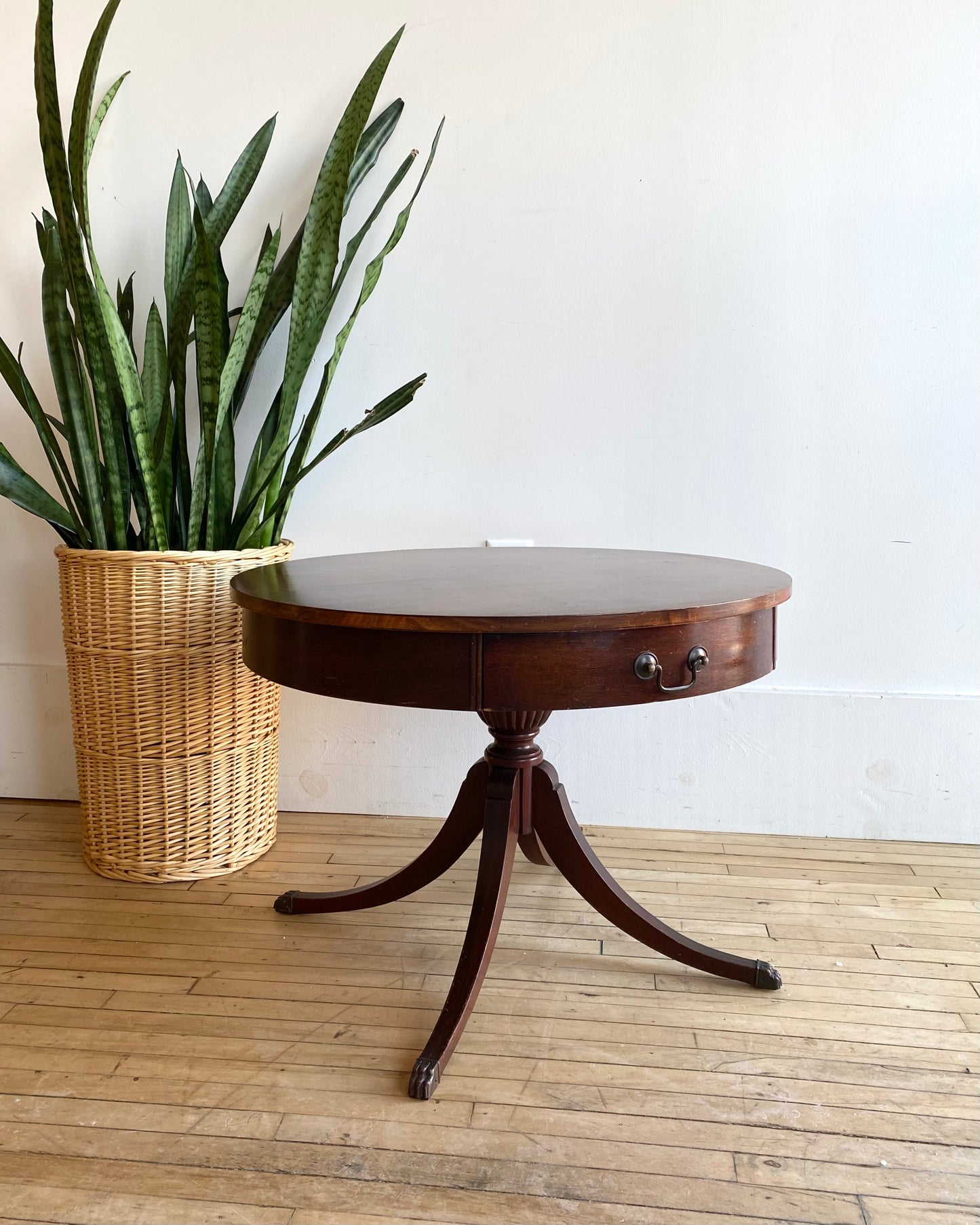 Antique Mahogany Drum Side Table