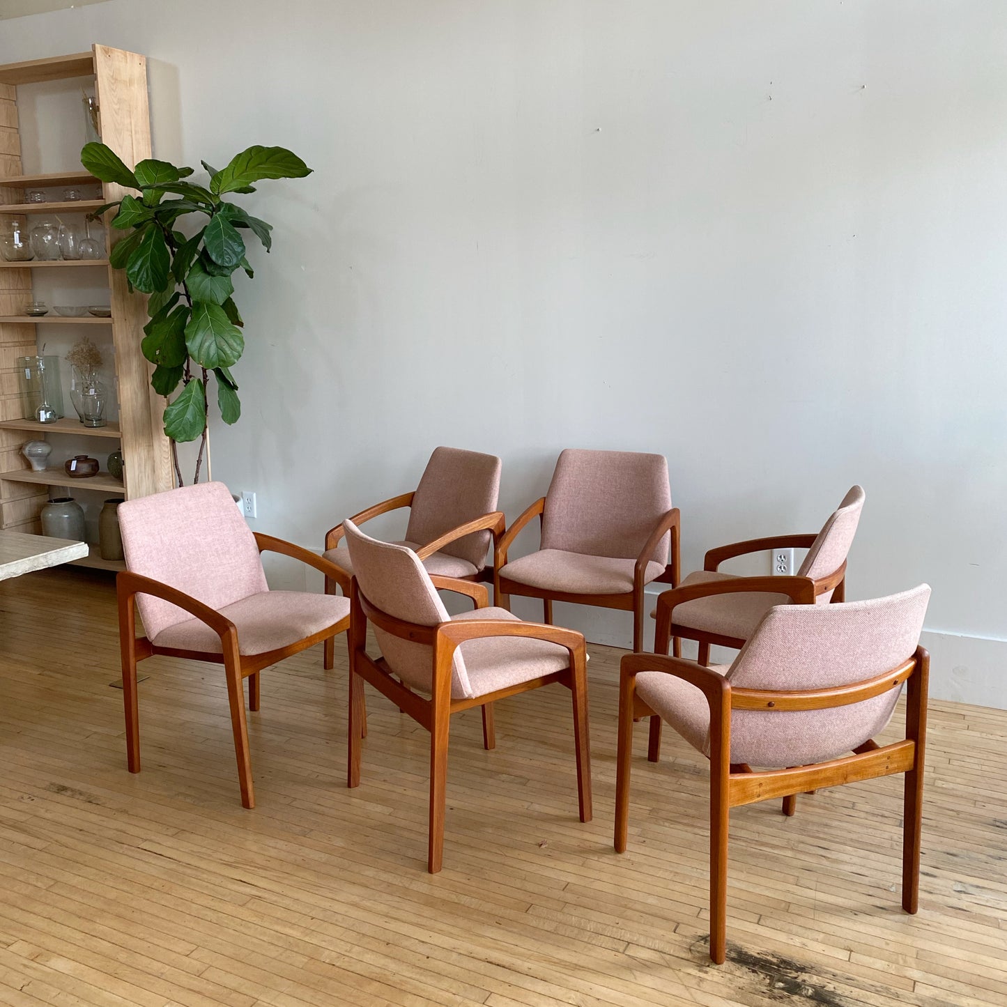 S/6 Teak Danish Modern Dining Chairs by Kai Kristiansen, produced by KS Mobler