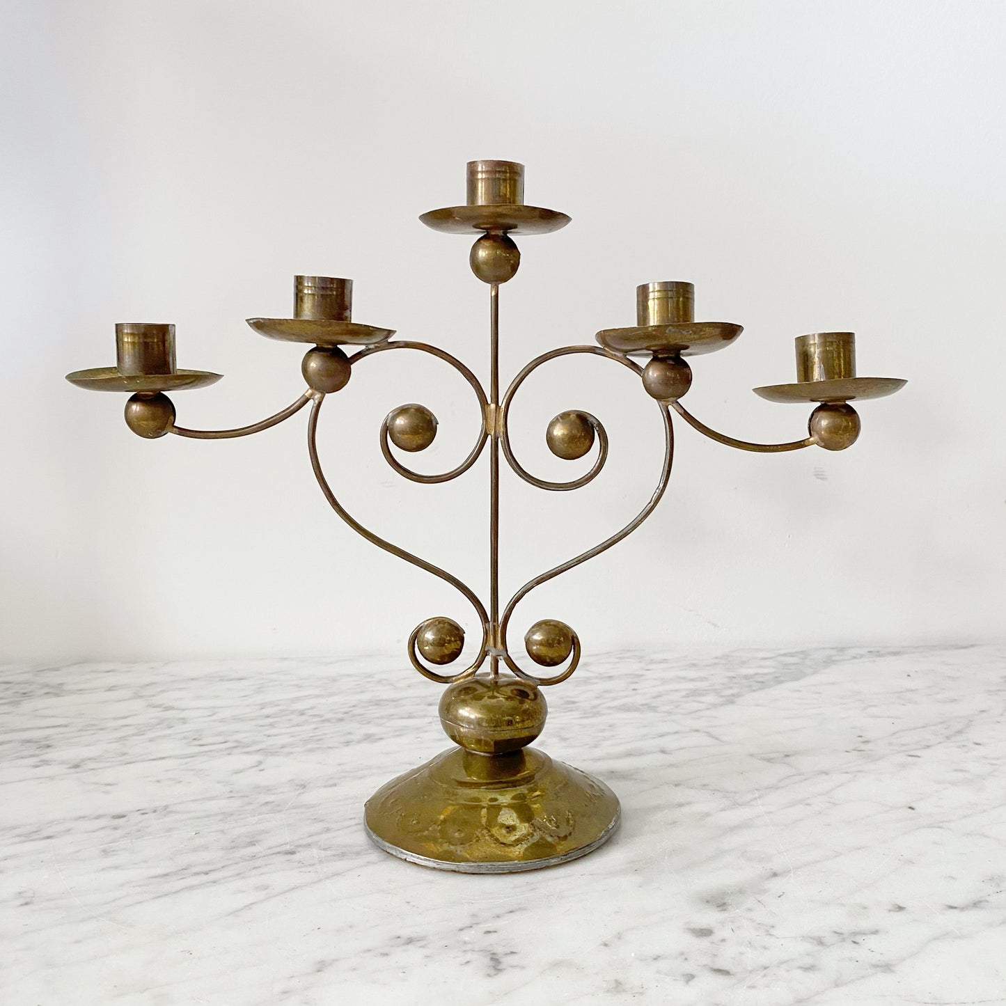 Vintage Pressed Brass Candelabra