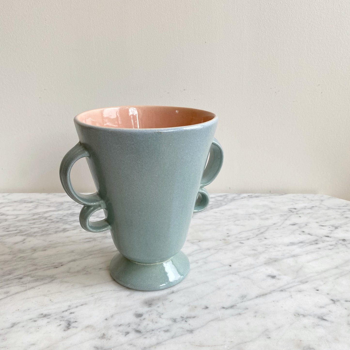 Vintage Ceramic Vase with Double Loop Handles