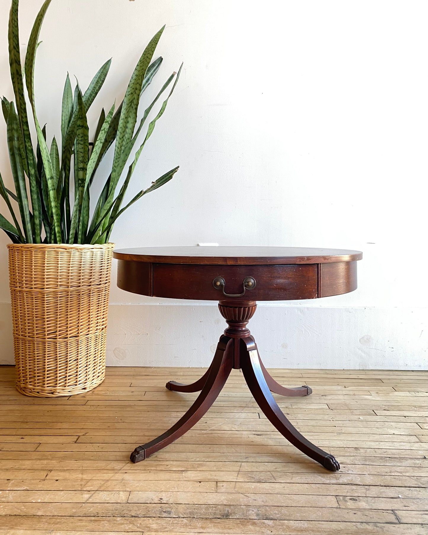 Antique Mahogany Drum Side Table