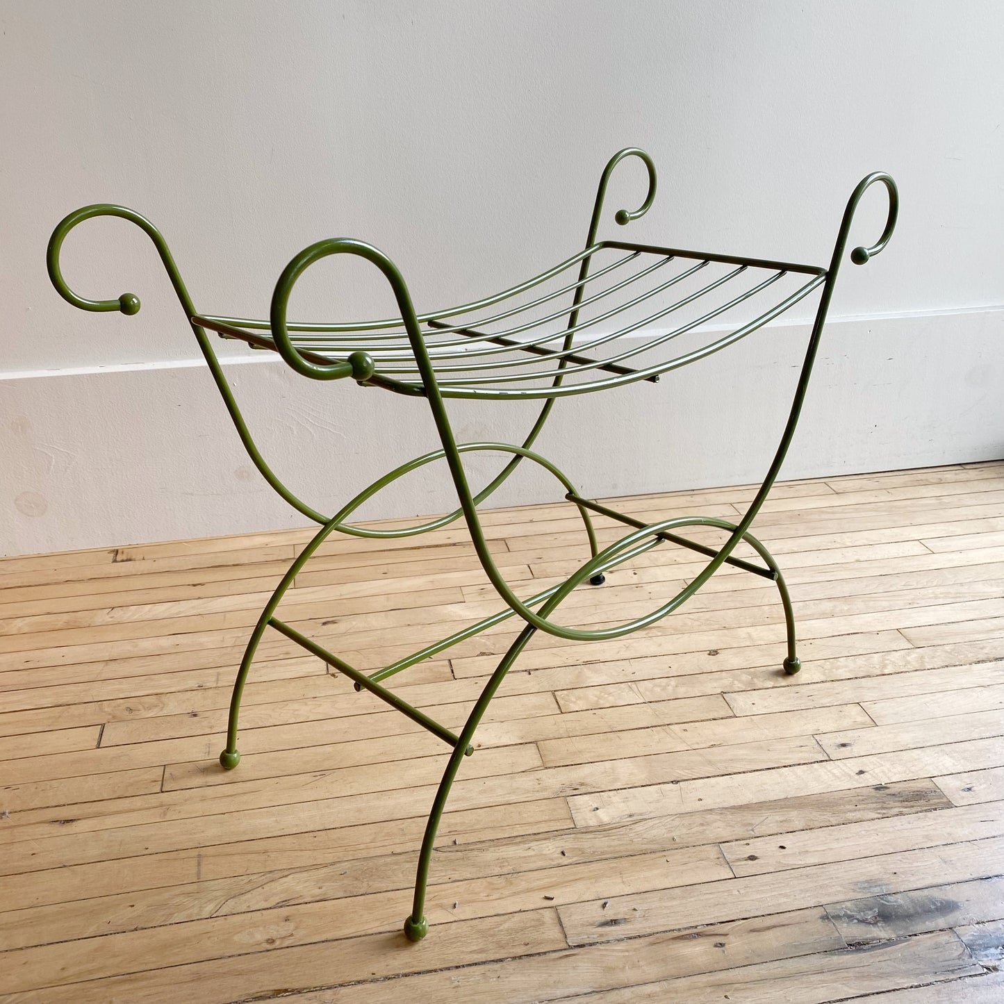 Vintage Green Metal Bench Seat