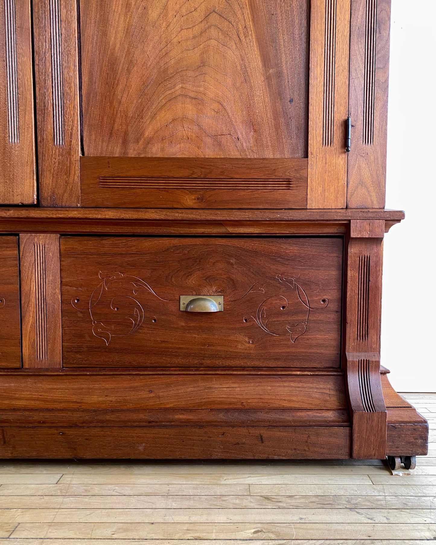 Restored XL Antique Walnut Wardrobe
