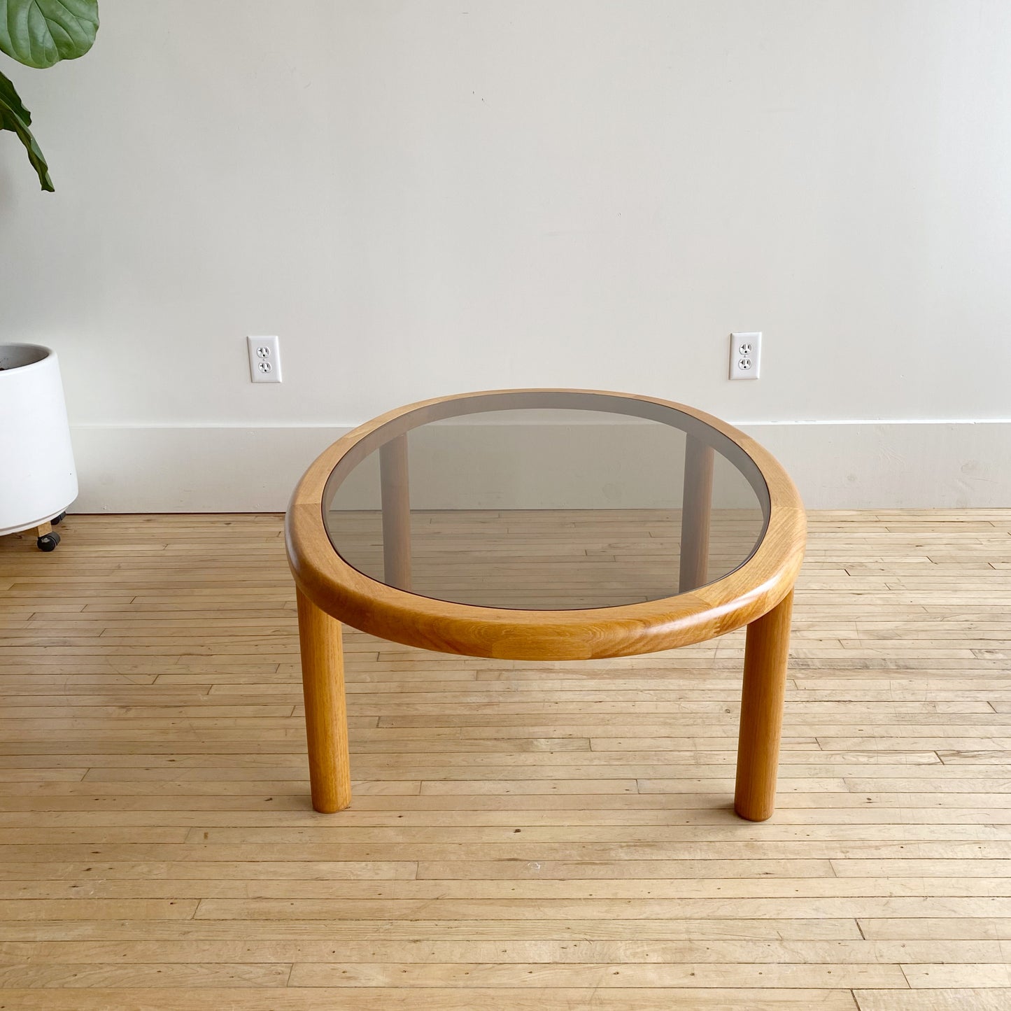 Vintage Oval Teak + Smoked Glass Coffee Table, by Haslev