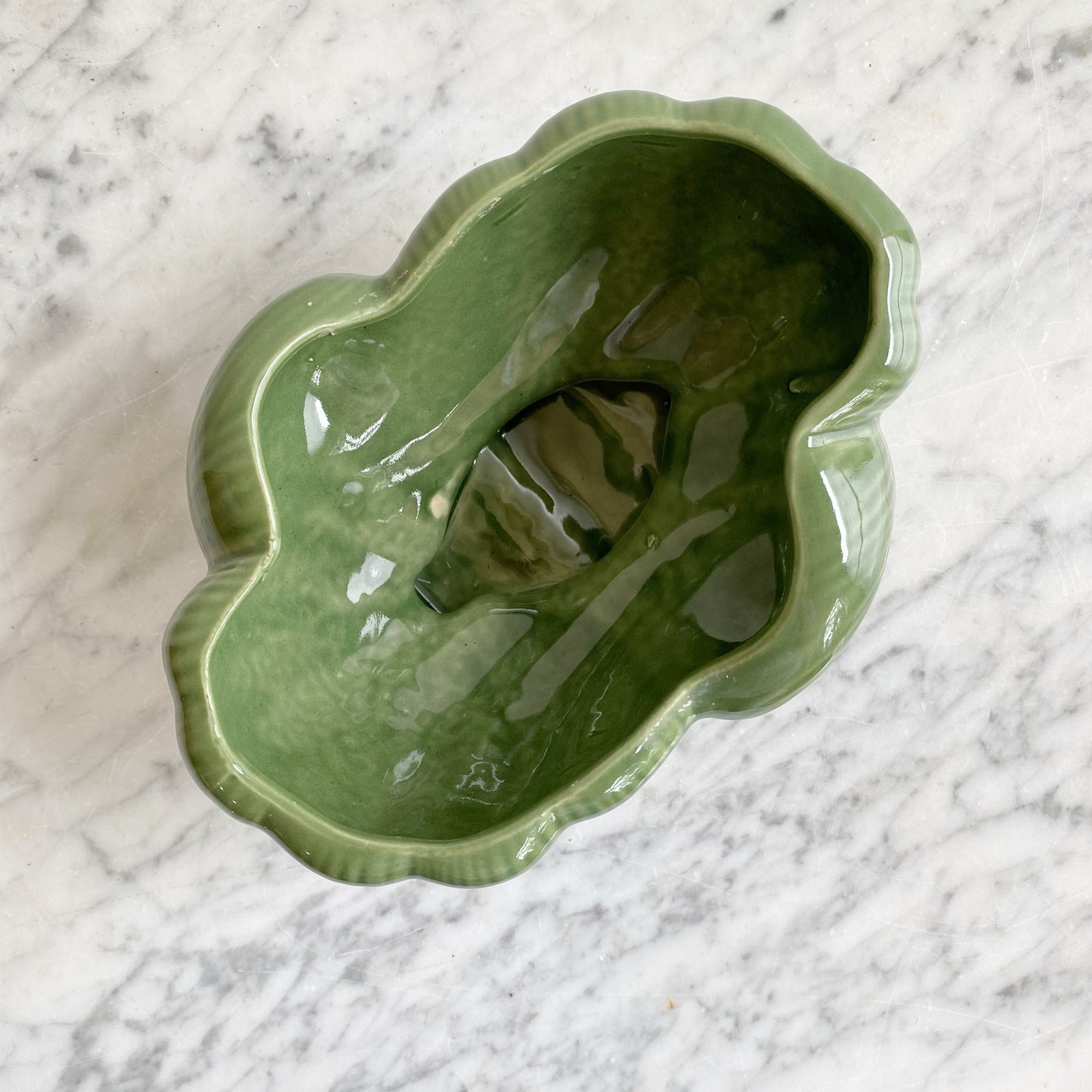 Vintage Green Ceramic "Swirl" Planter