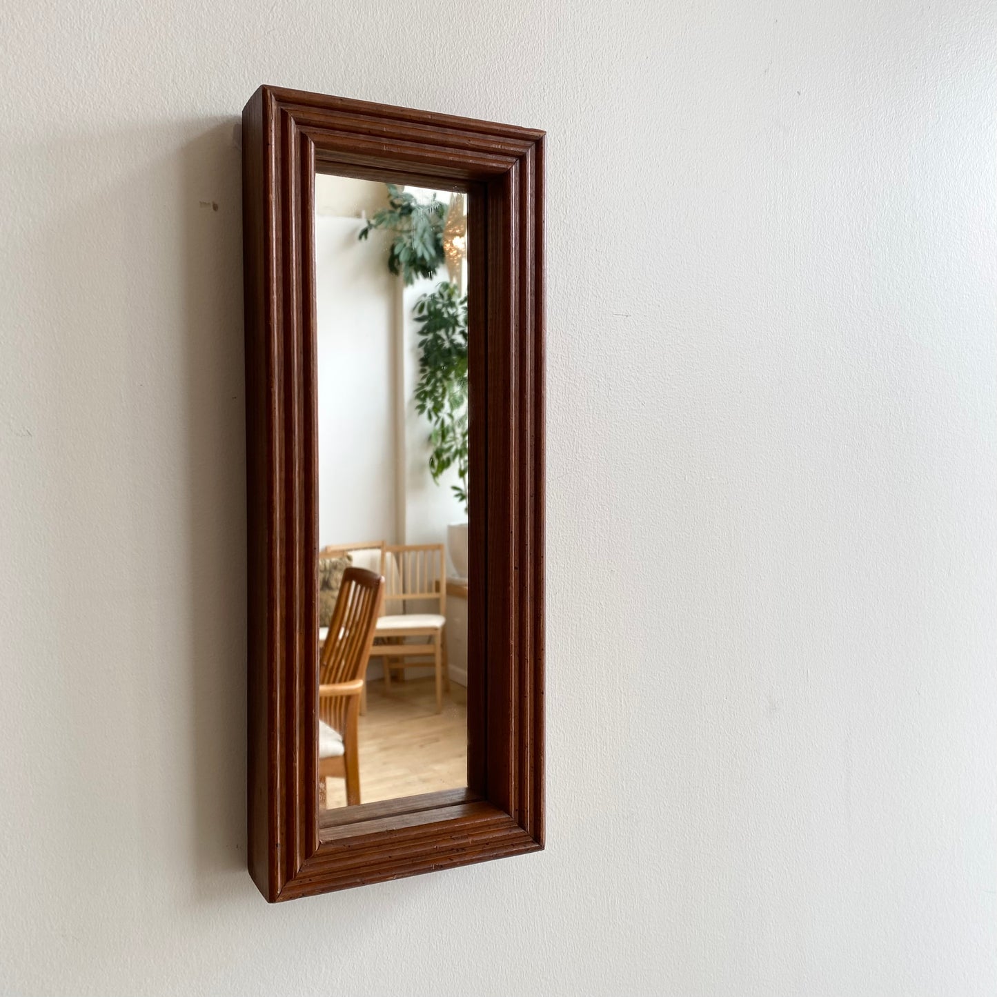 Vintage Narrow Accent Mirror with Wood Frame