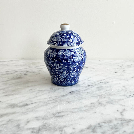 Petite Vintage Blue & White Ceramic Ginger Jar