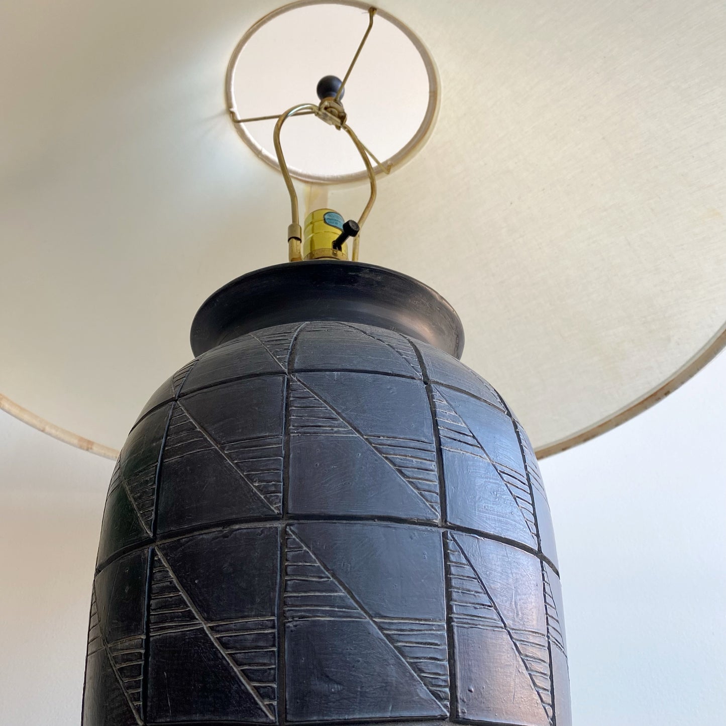 XL Vintage Black Ceramic Lamp With Shade