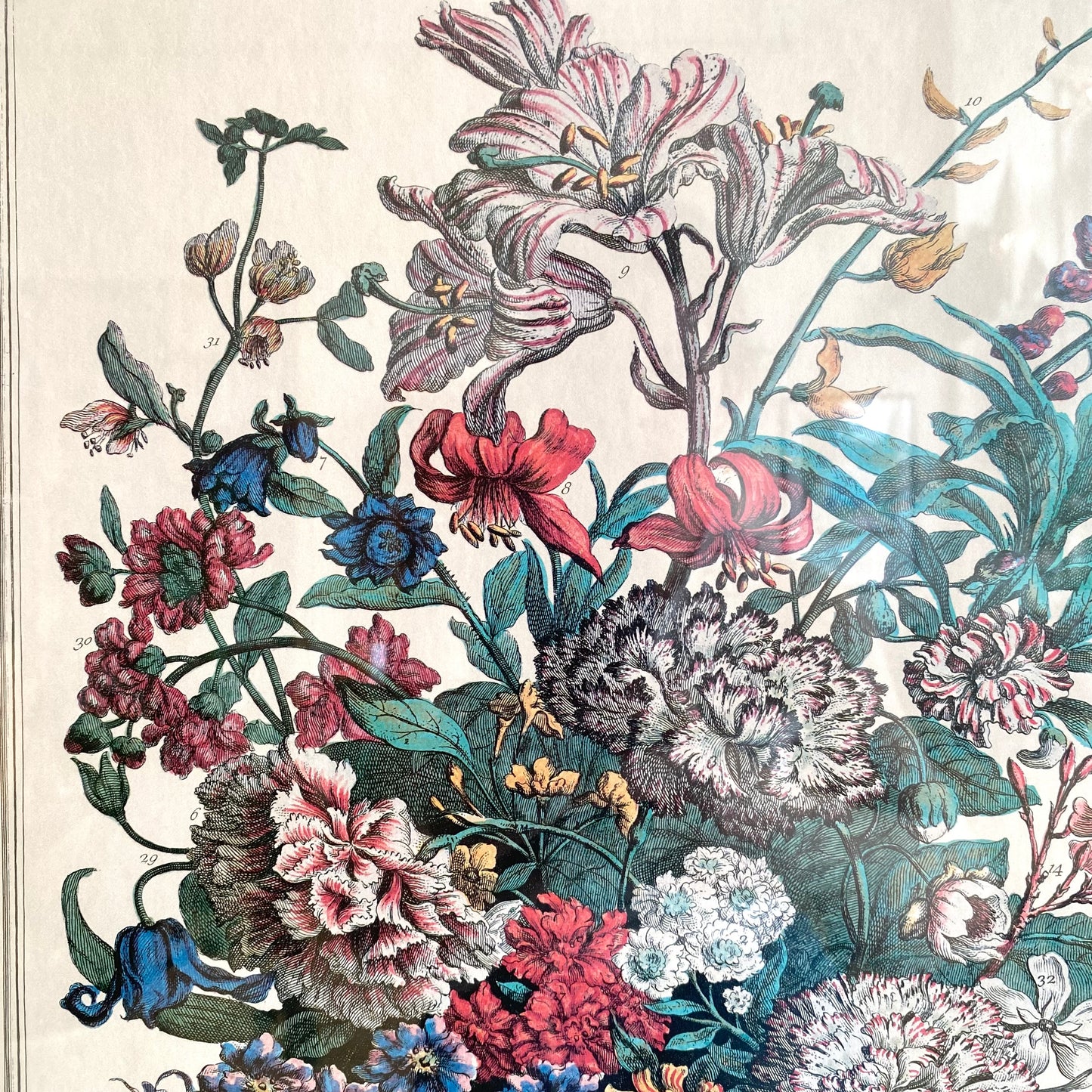 Vintage Framed “July” Flowers Print