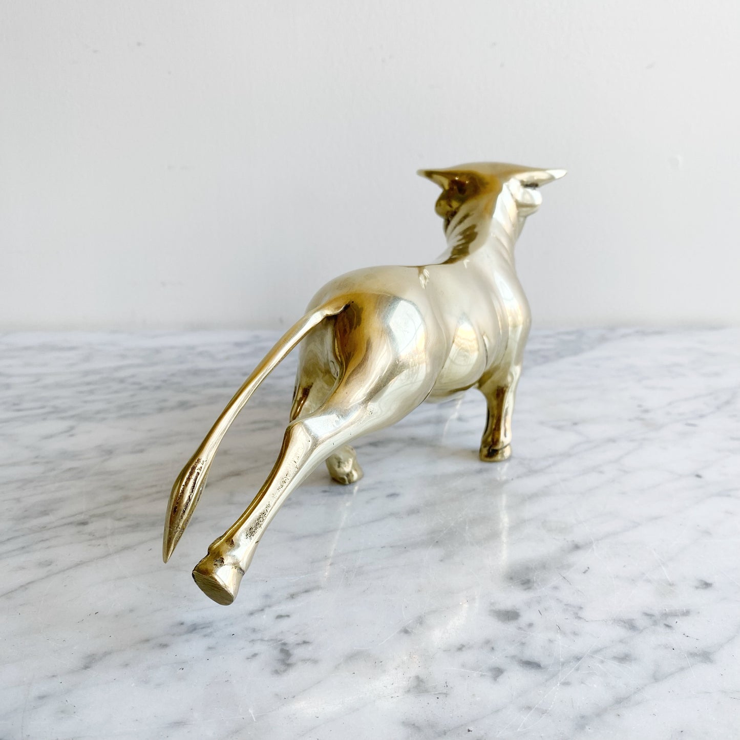 Large Vintage Brass Bull, 9.75"