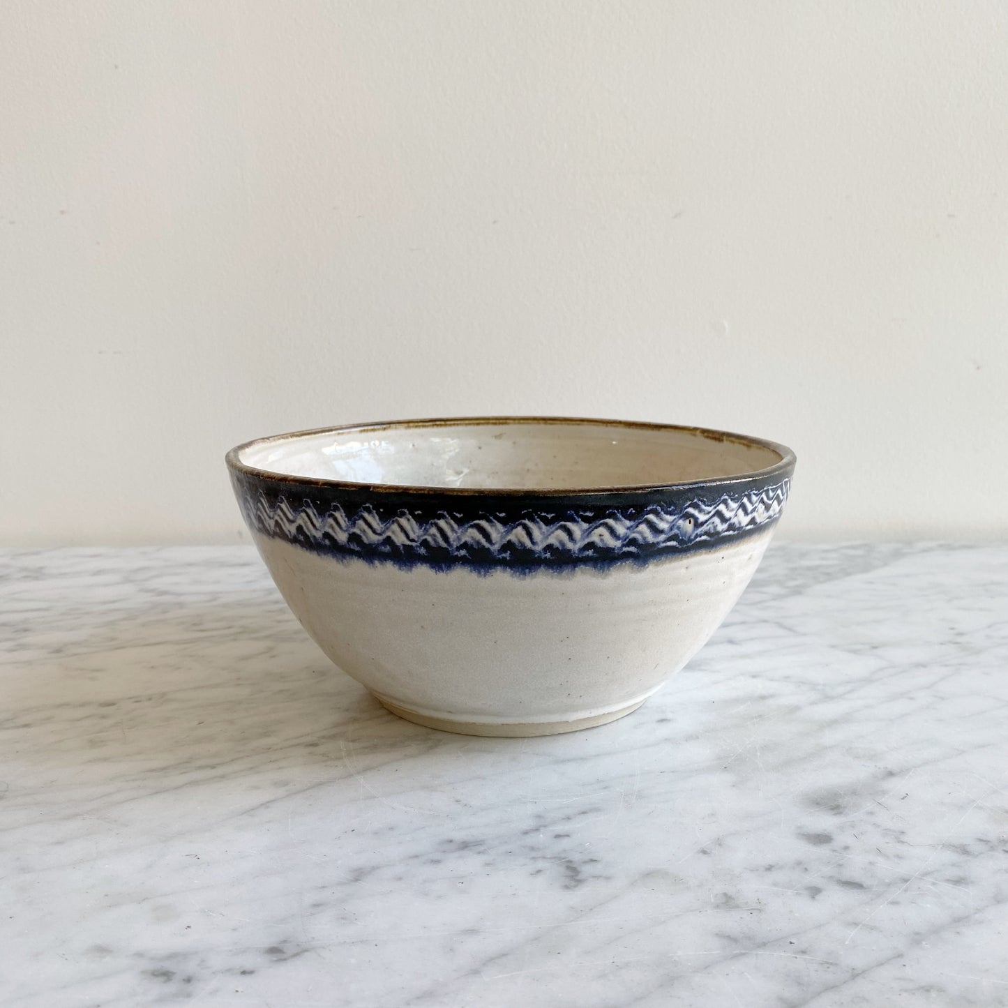 Vintage Pottery Bowl with "Wavy" Rim