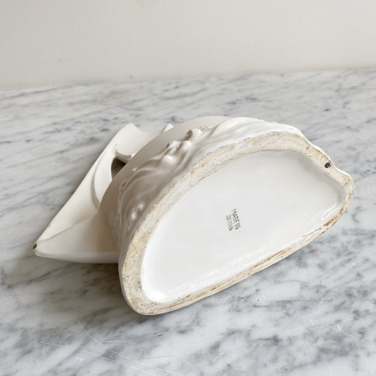 Vintage White Ceramic Sailboat Planter