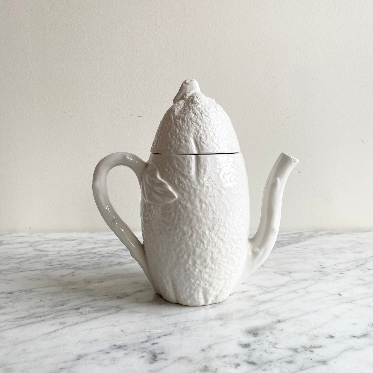 Vintage White Ceramic “Lemon” Teapot