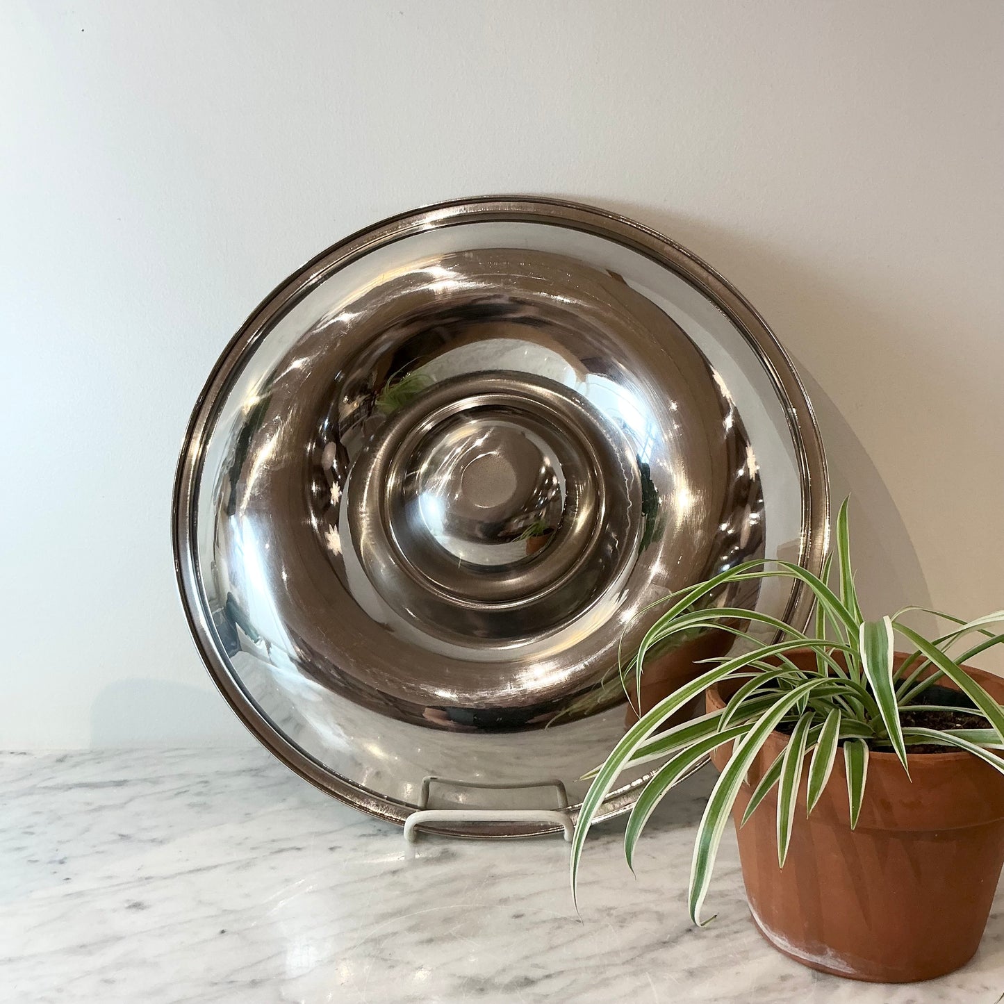 Large Vintage Stainless Steel Chip & Dip Platter
