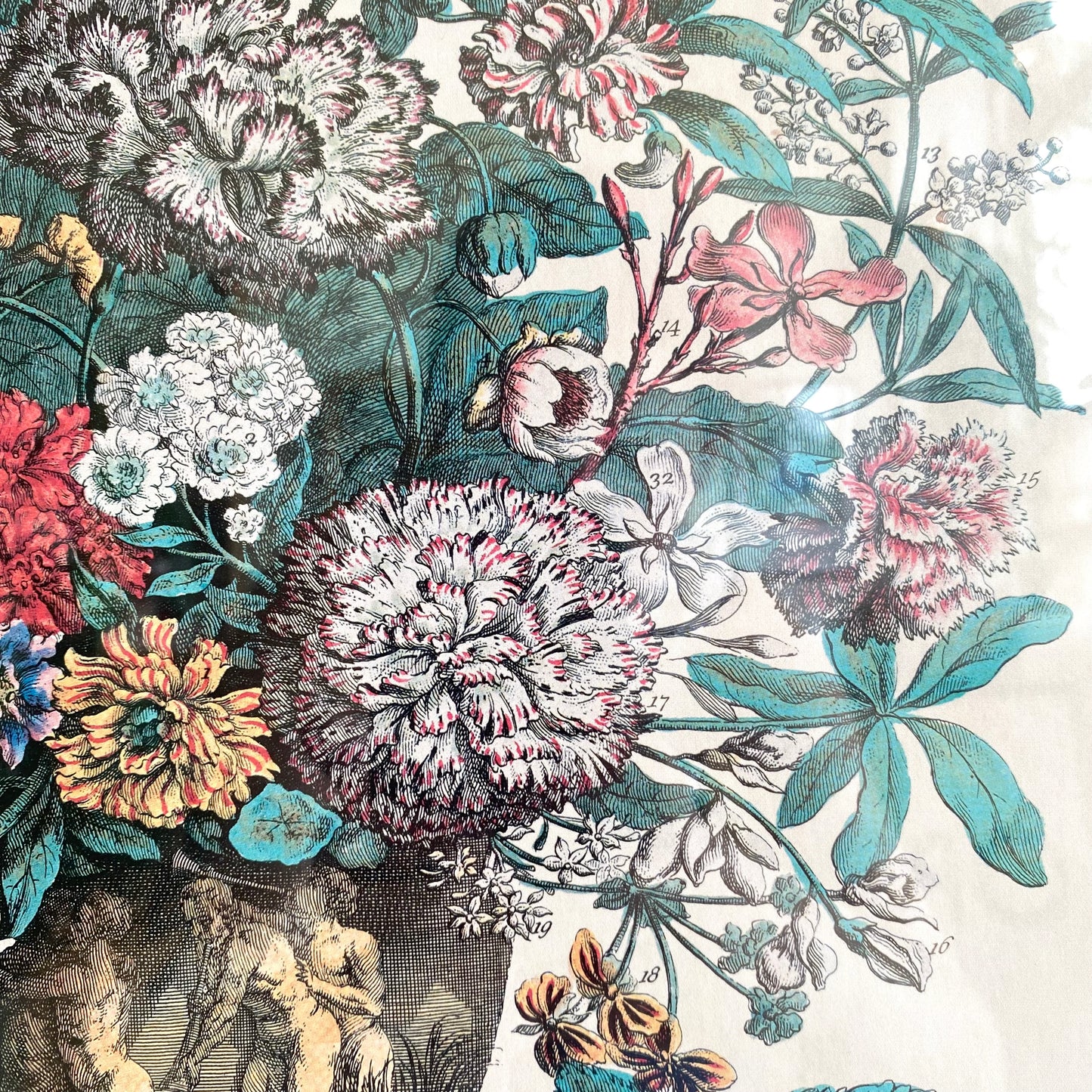 Vintage Framed “July” Flowers Print
