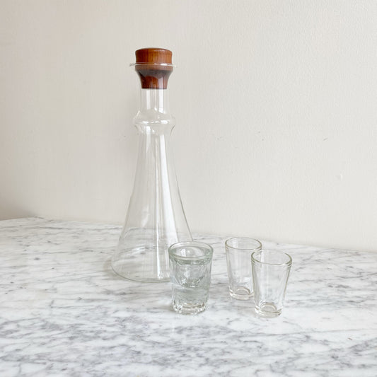 Vintage Danish Glass Decanter with Teak Stopper