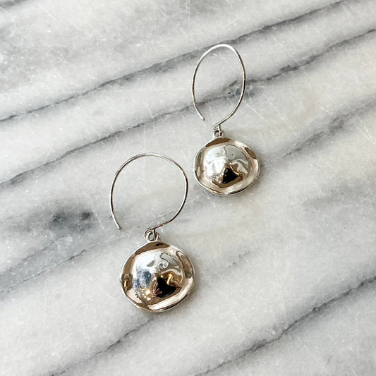 Vintage Silver Disc Dangle Earrings