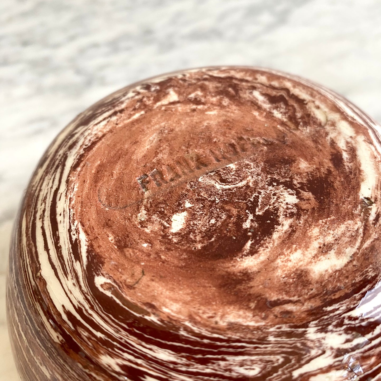 Vintage Swirled Clay Studio Pottery Bowl