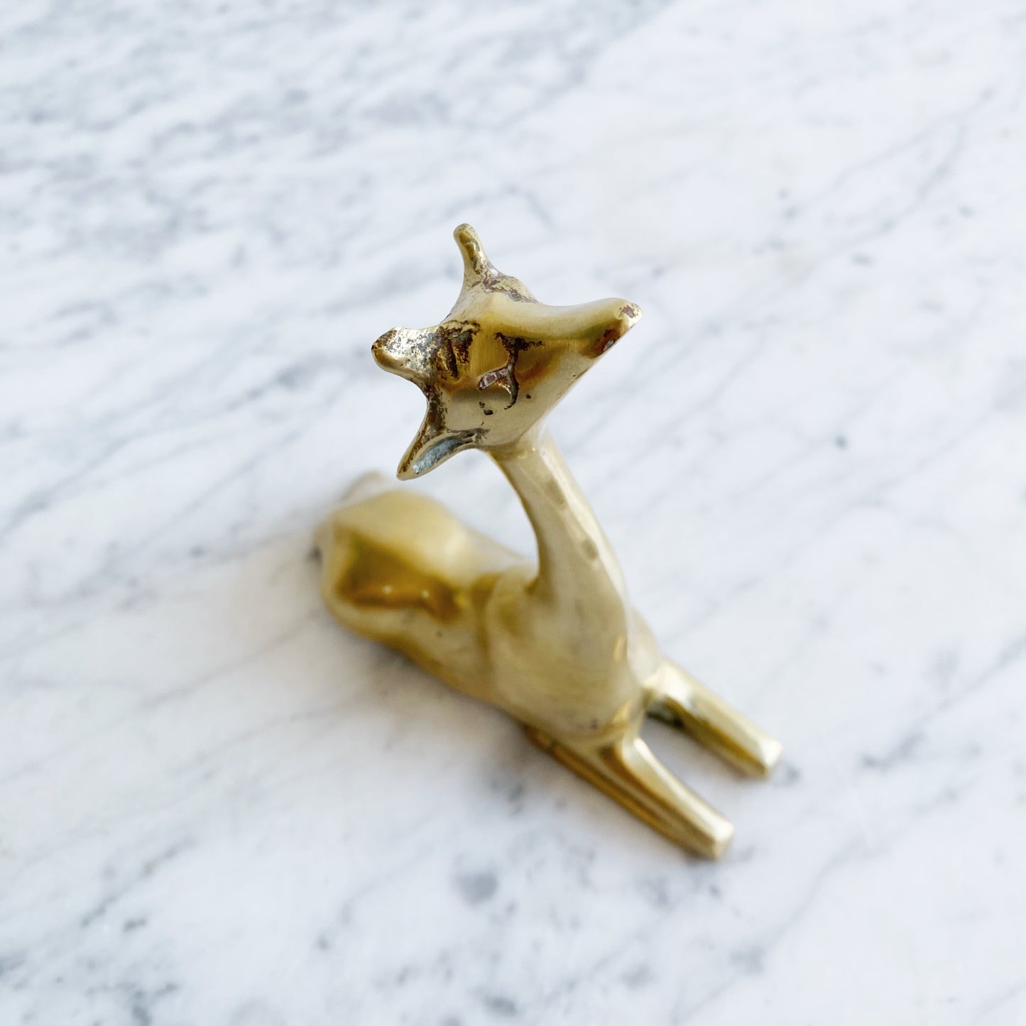 Vintage Sitting Brass Giraffe