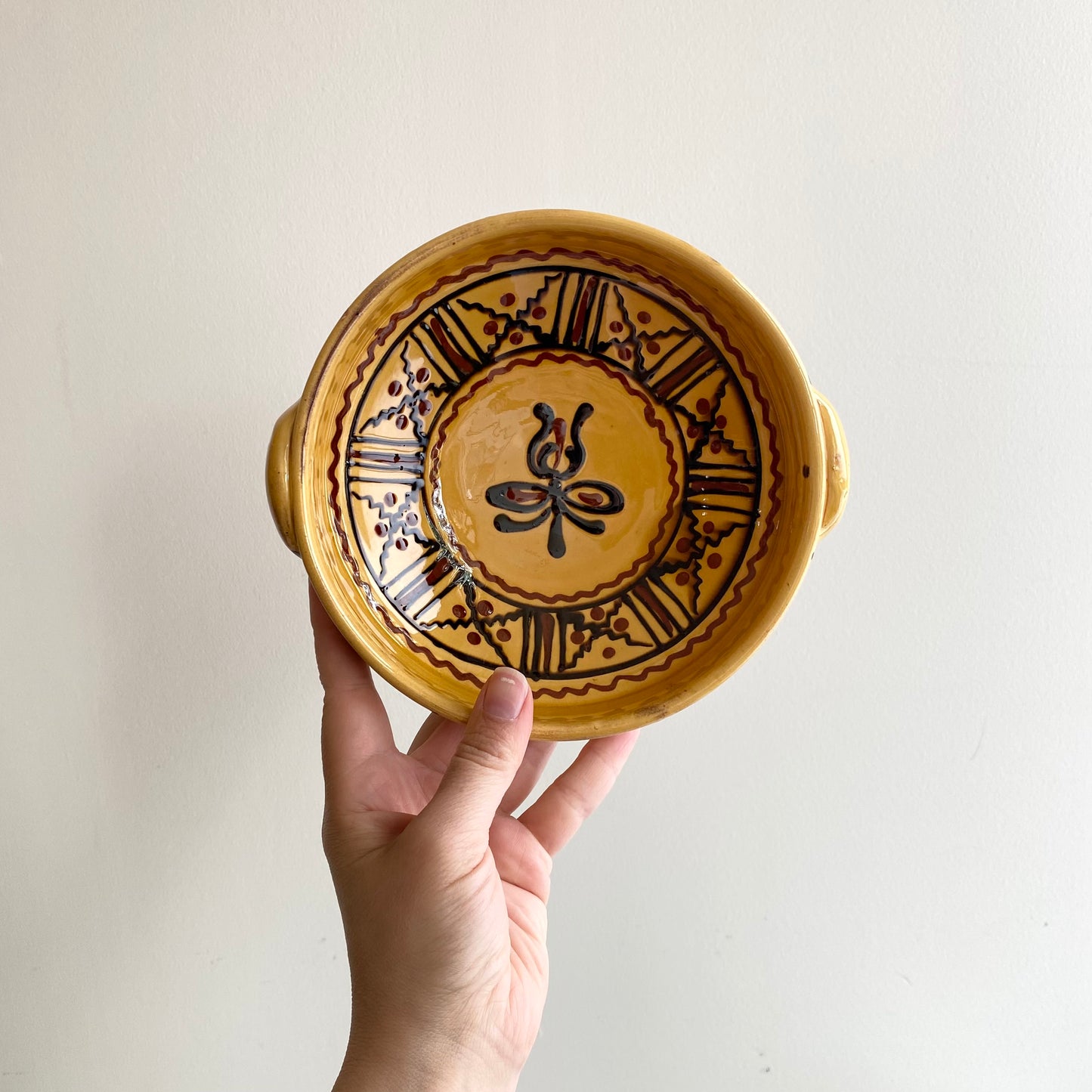 Vintage Hungarian Folk Art Bowl, 7"