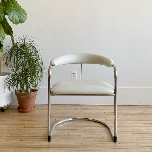 Vintage Mod Leather & Chrome Chair by Thonet