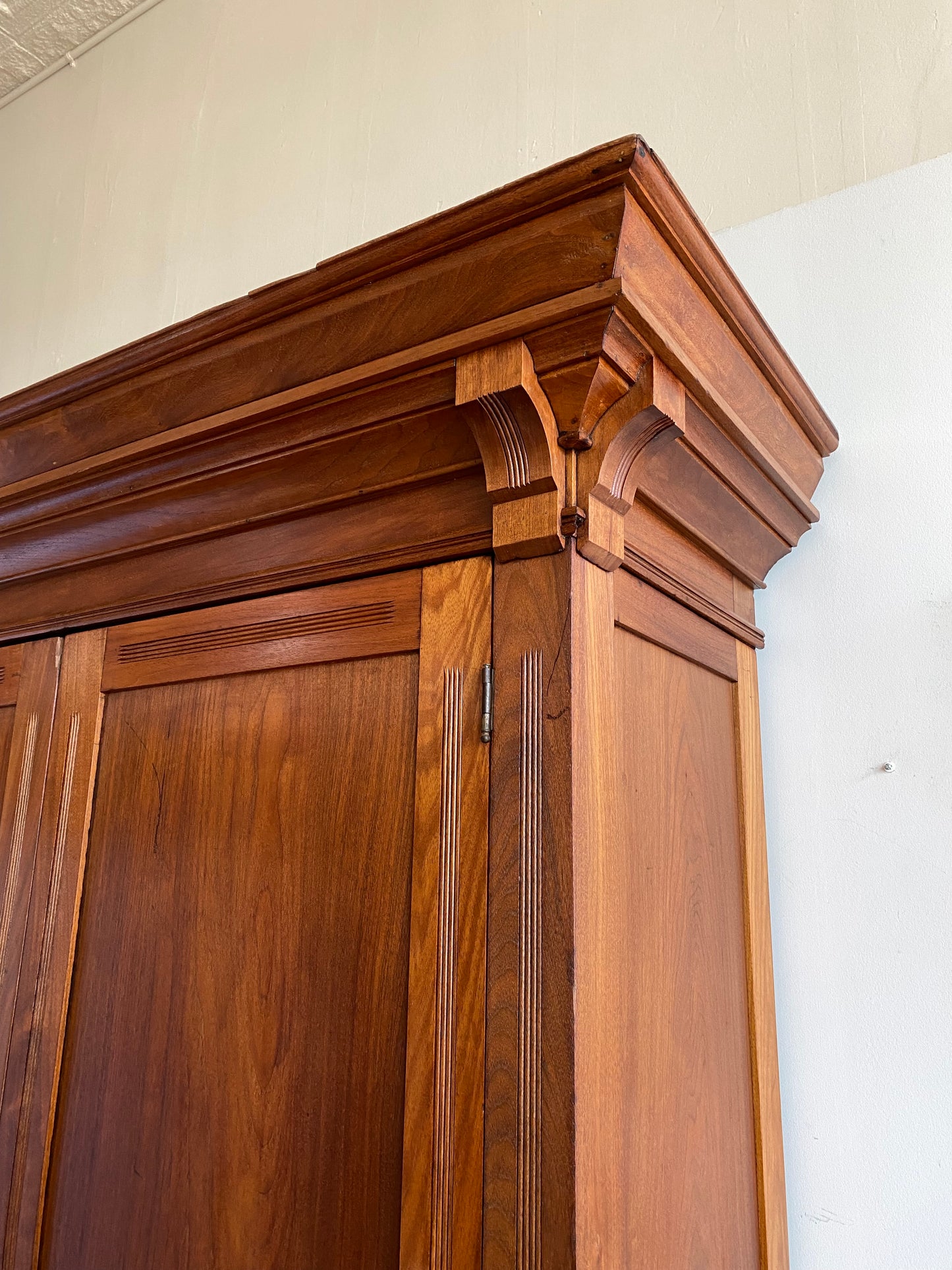 Restored XL Antique Walnut Wardrobe