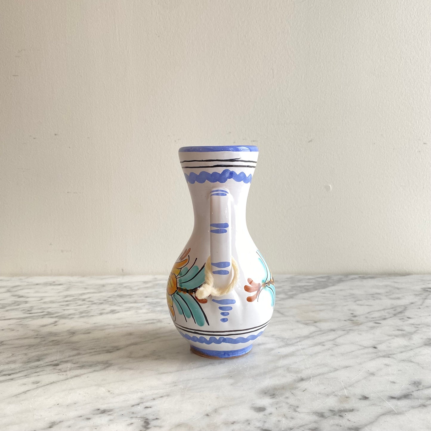 Small Vintage Hungarian Folk Art Pitcher, 6.5"