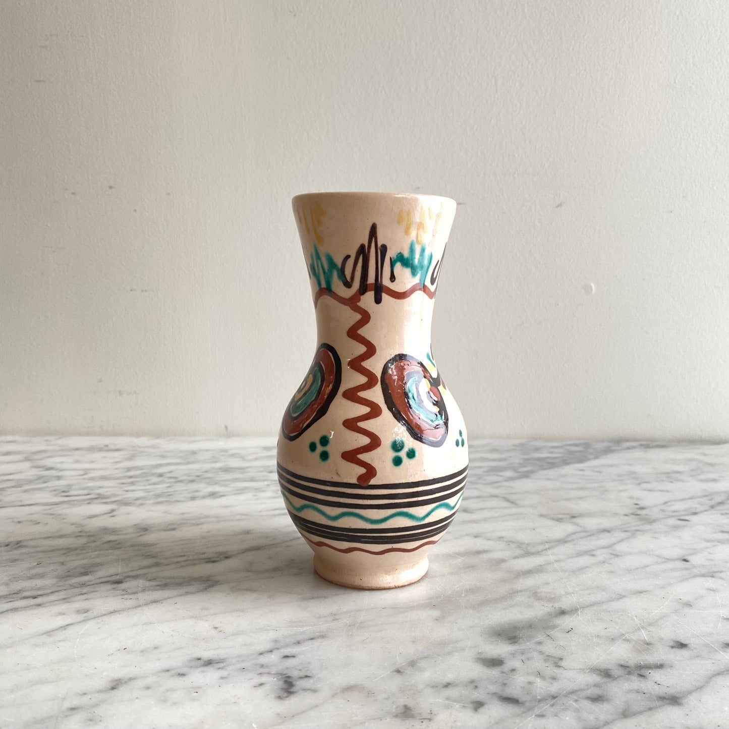 Small Vintage Hungarian Folk Art Pitcher, 6.5"
