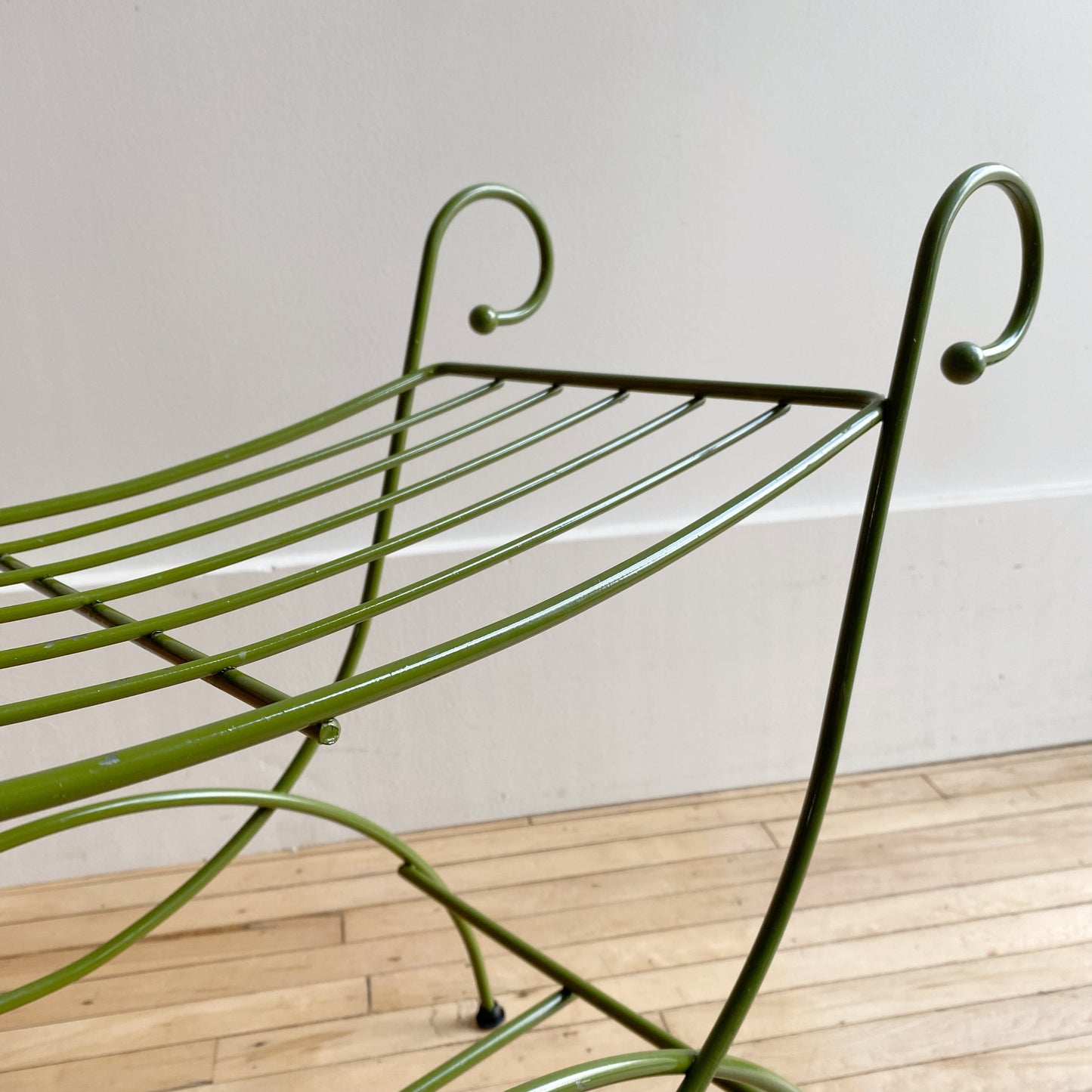 Vintage Green Metal Bench Seat