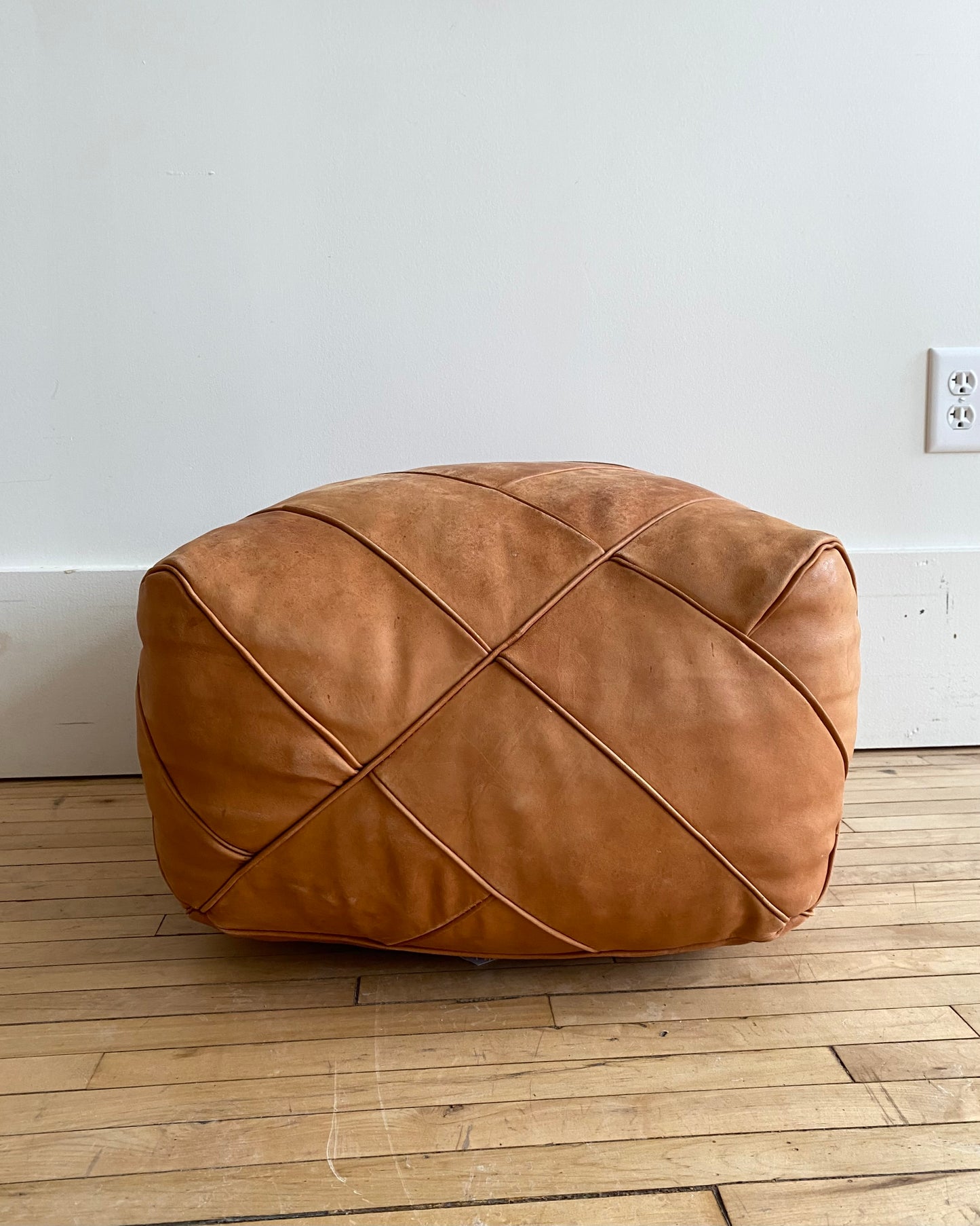 Found Leather Pouf