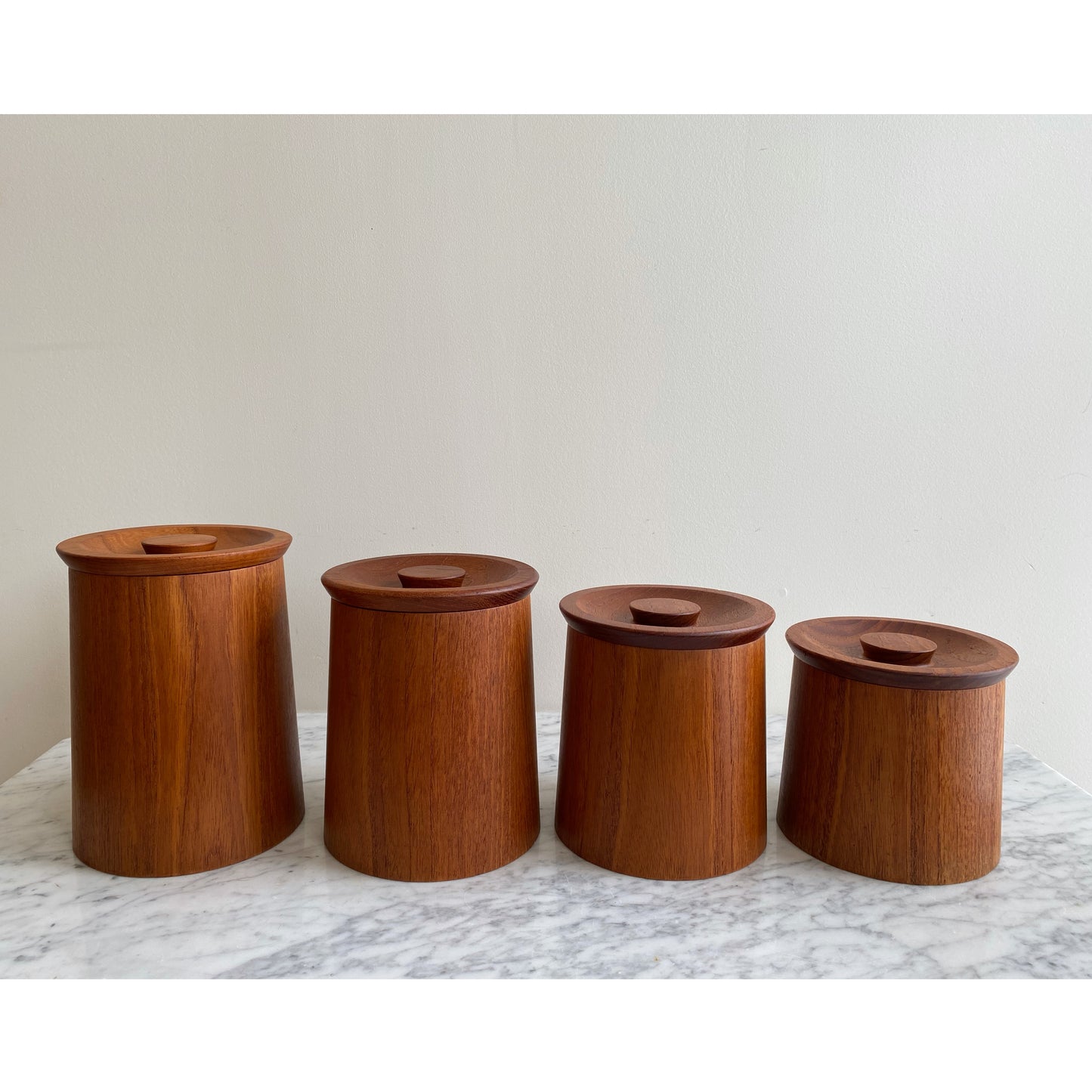Set of 4 Vintage Mid-Century Teak Kitchen Containers