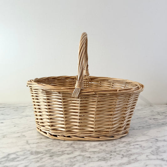 Petite Vintage Wicker Basket with Handle