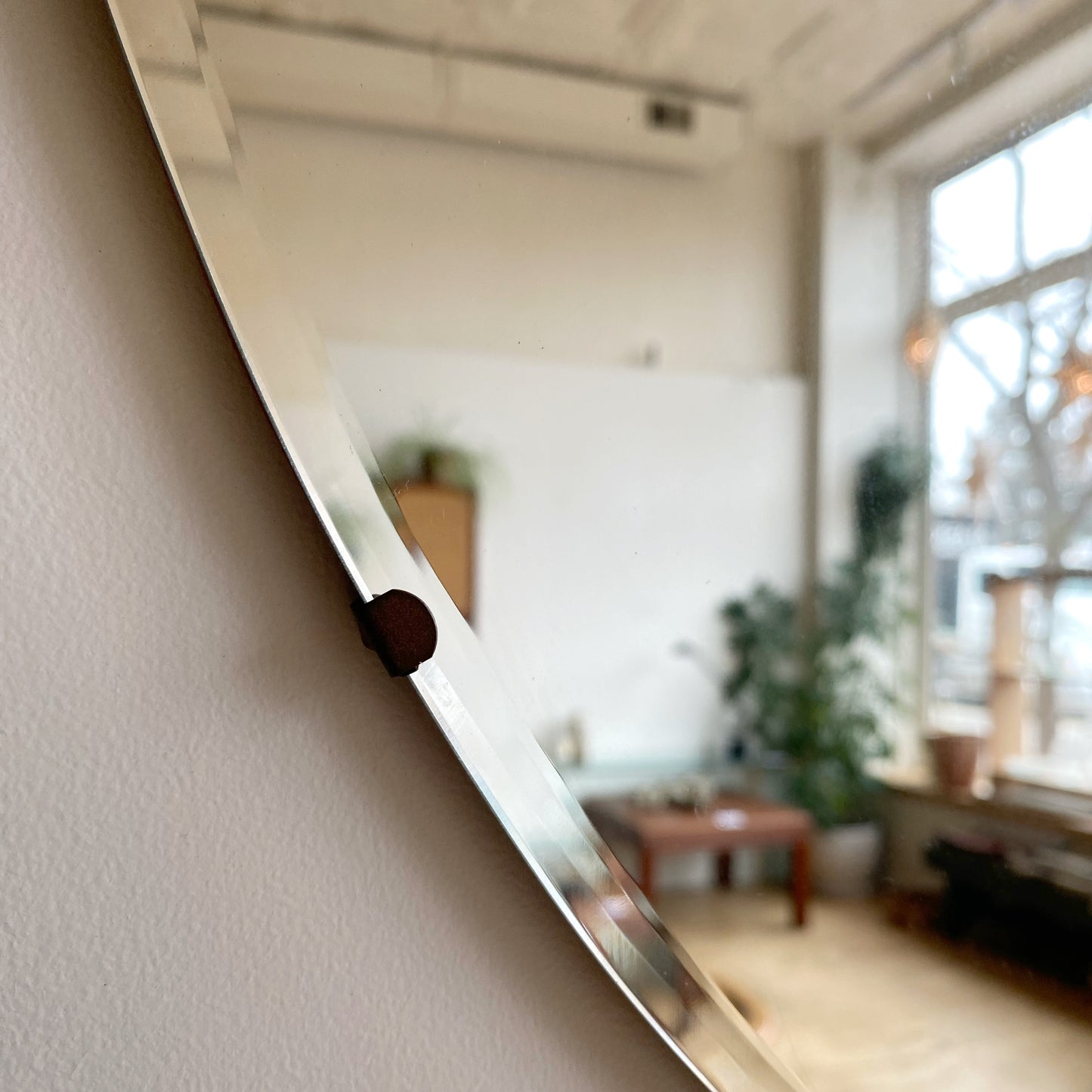 Large Vintage Round Mirror, 28"