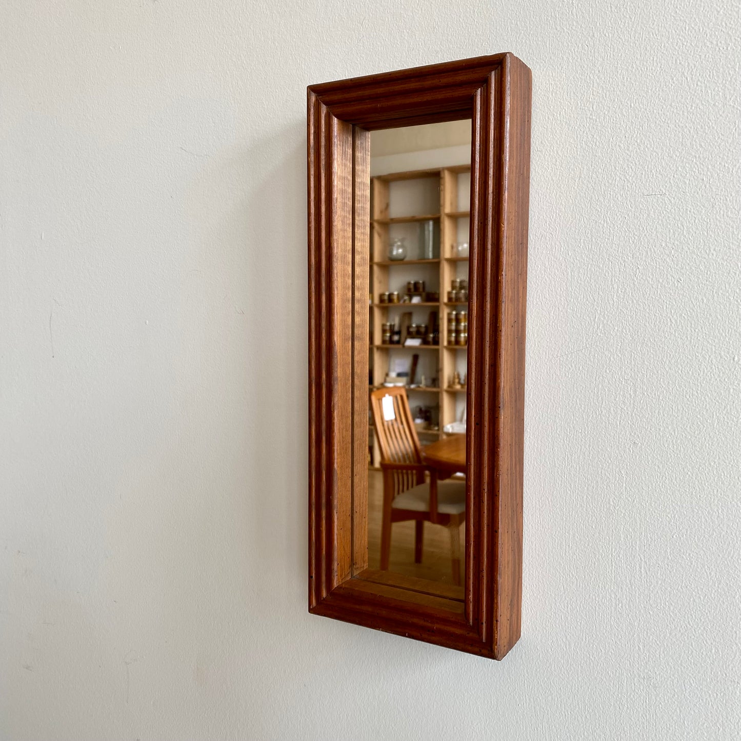 Vintage Narrow Accent Mirror with Wood Frame