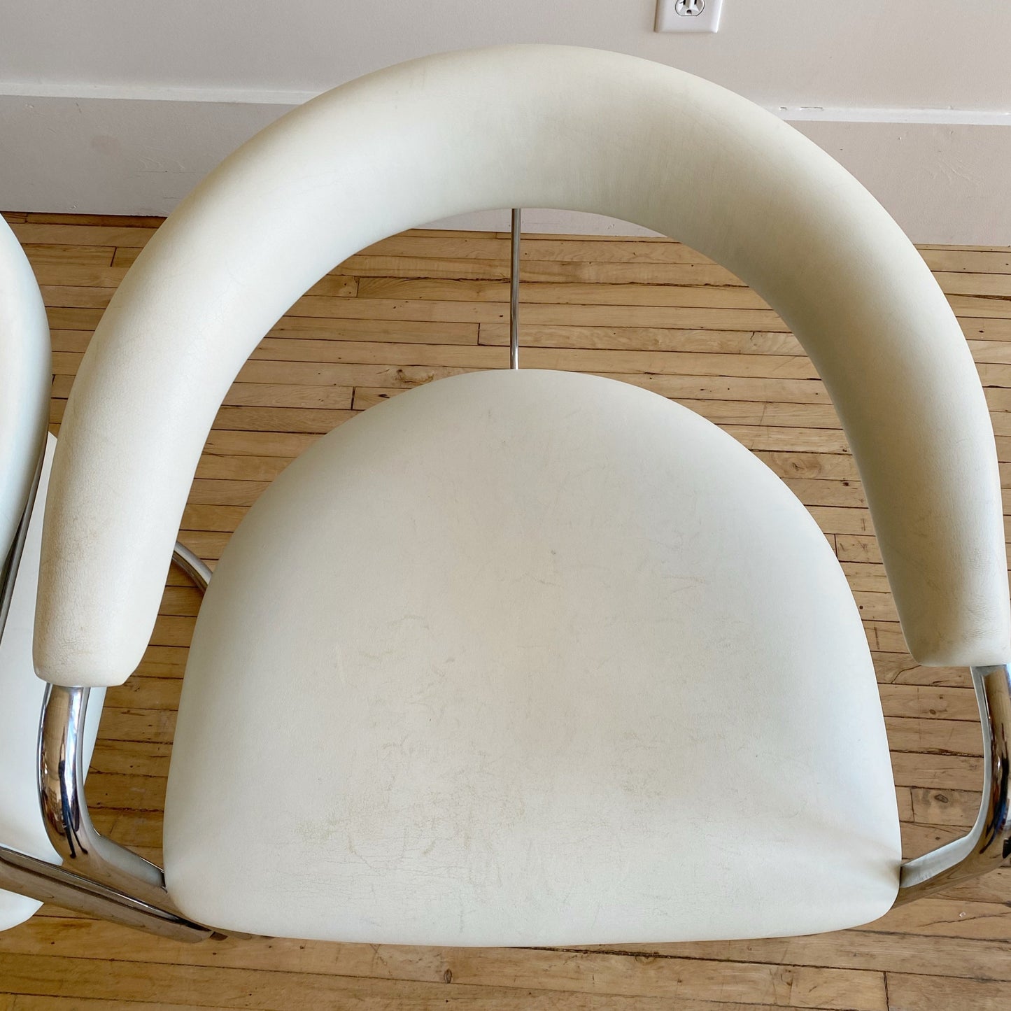 Vintage Mod Leather & Chrome Chair by Thonet