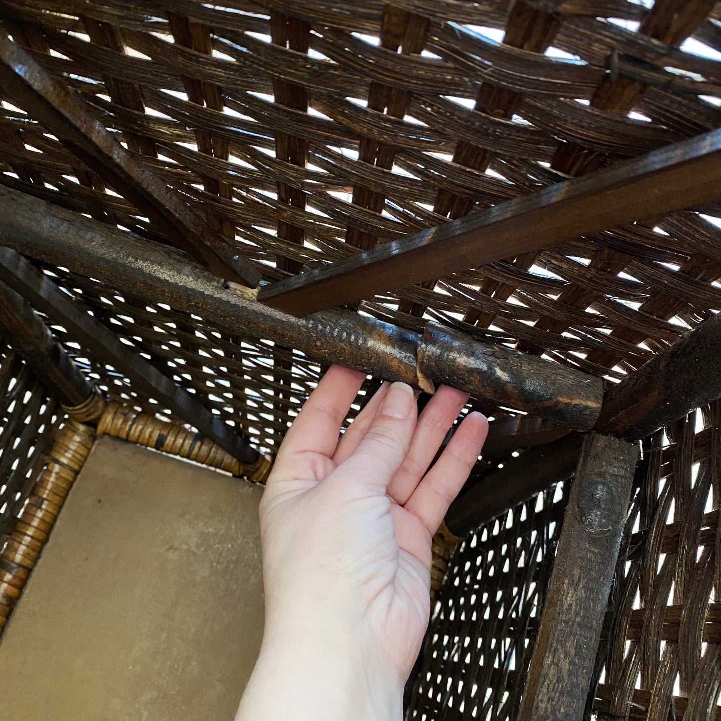 Found Oversized Wicker Chest / Lidded Basket / Console Table