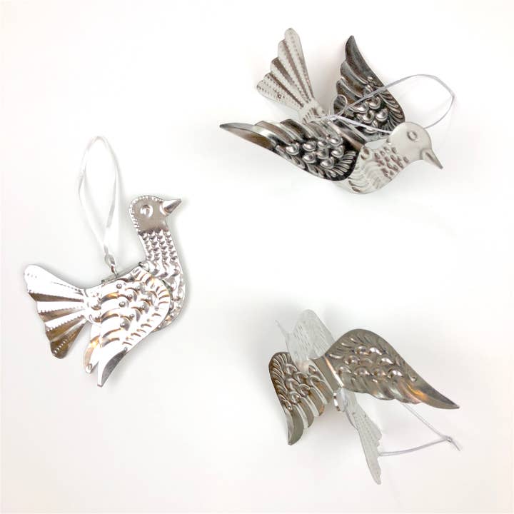 Embossed Tin Dove Ornament (single)