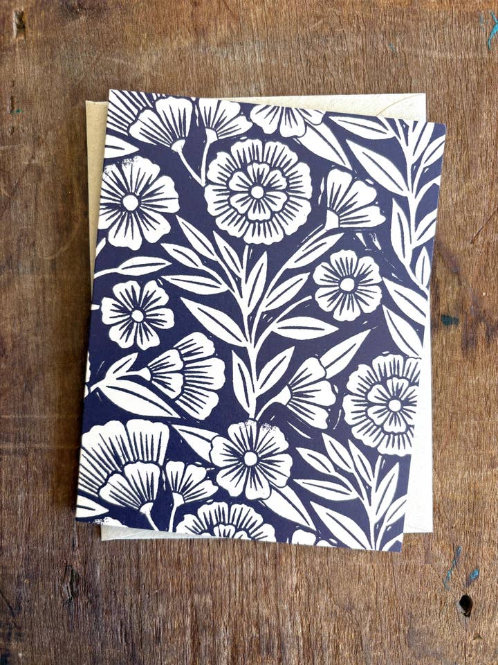 Navy Floral Greeting Card