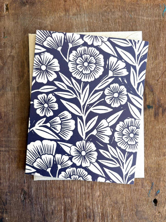Navy Floral Greeting Card
