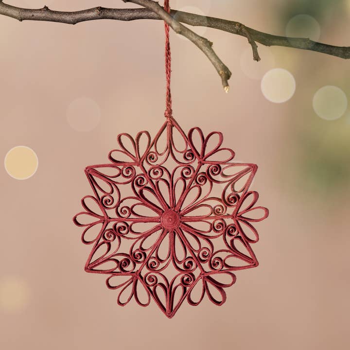 20% OFF: Quilled Snowflake Ornament - Burgundy