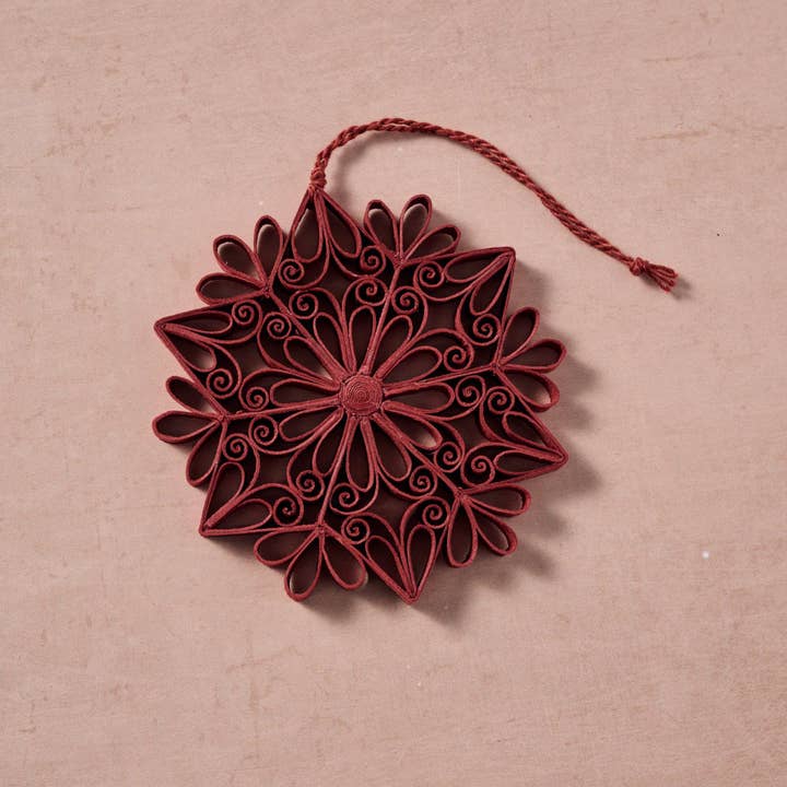 20% OFF: Quilled Snowflake Ornament - Burgundy