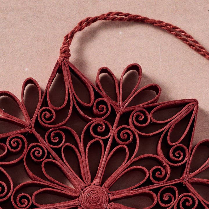 20% OFF: Quilled Snowflake Ornament - Burgundy