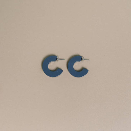 Ray Hoop Earrings, Denim