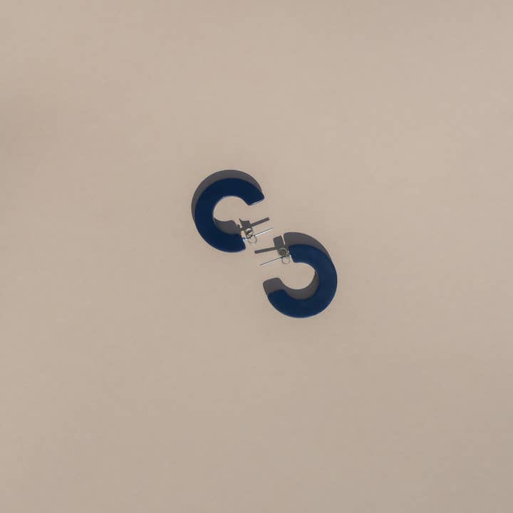 Ray Hoop Earrings, Navy