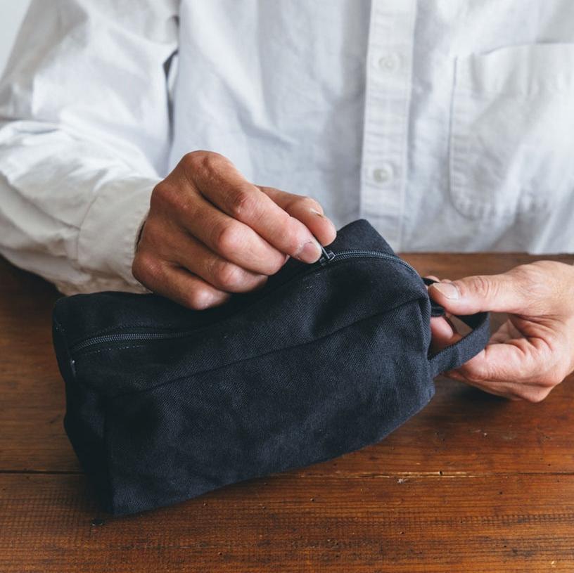 Cotton "Teeya" Pouch, Midnight (Choose Size)