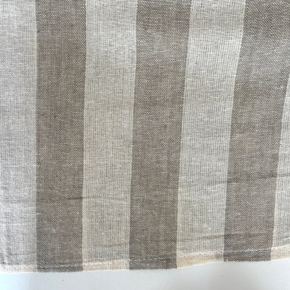 100% Cotton Neutral Stripe Rustic Rectangle Tablecloth : Gray